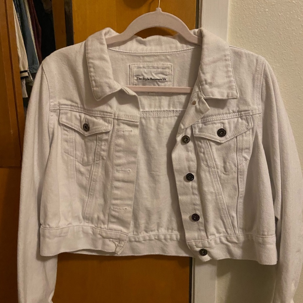 White Cropped Jean Jacket